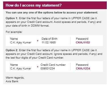 password format of axis bank