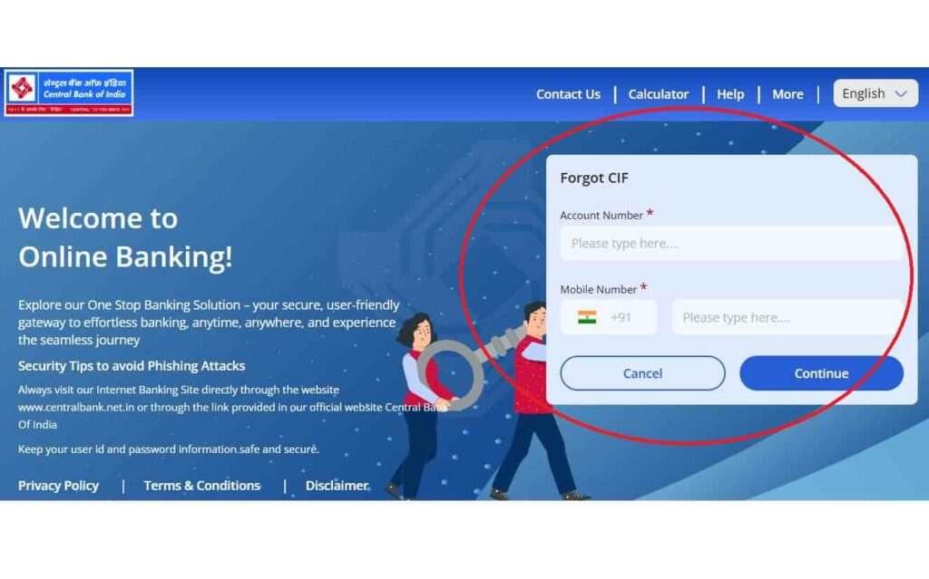 CBI Netbanking to get CIF
