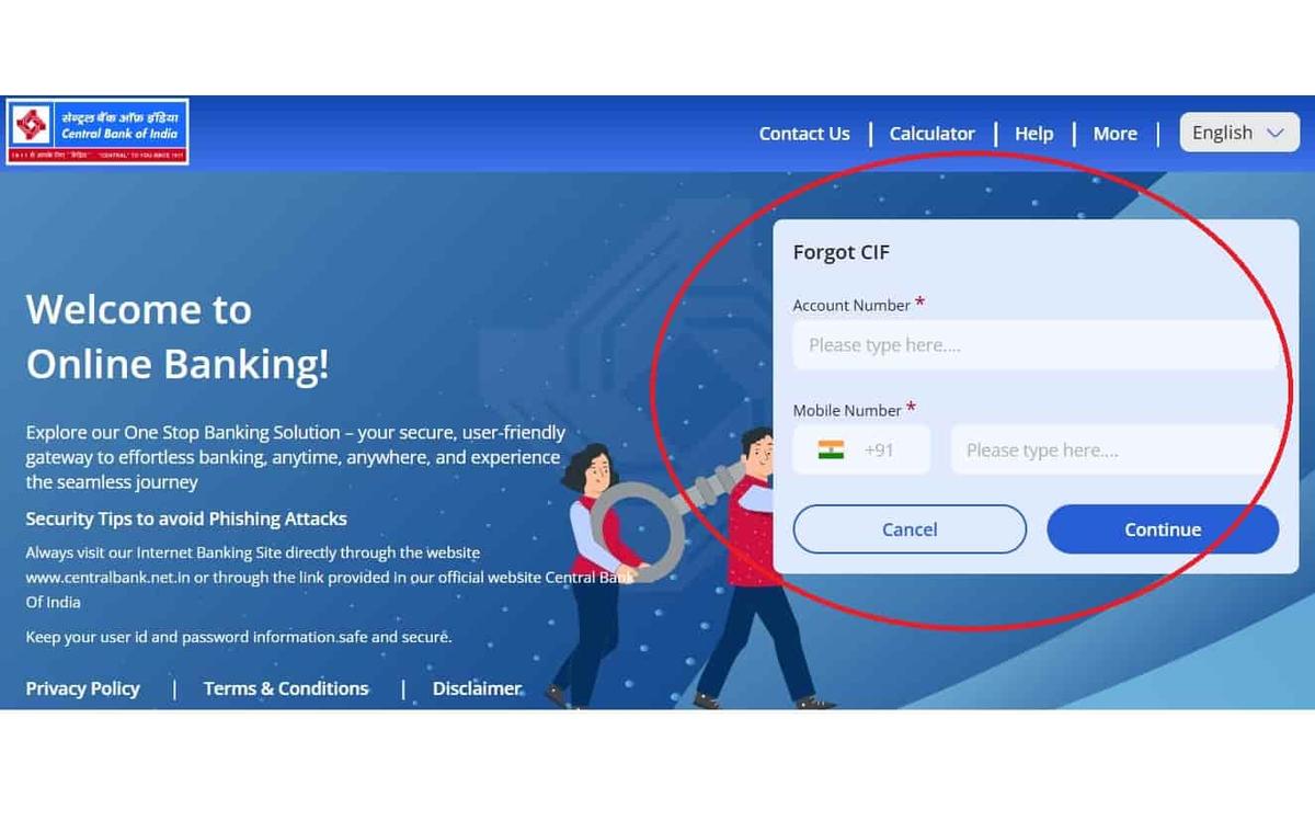 Central Bank of India CIF Number Online
