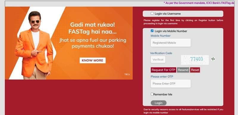 customer ID know via ICICI Fastag