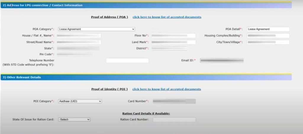 Bharat Gas Online website for address