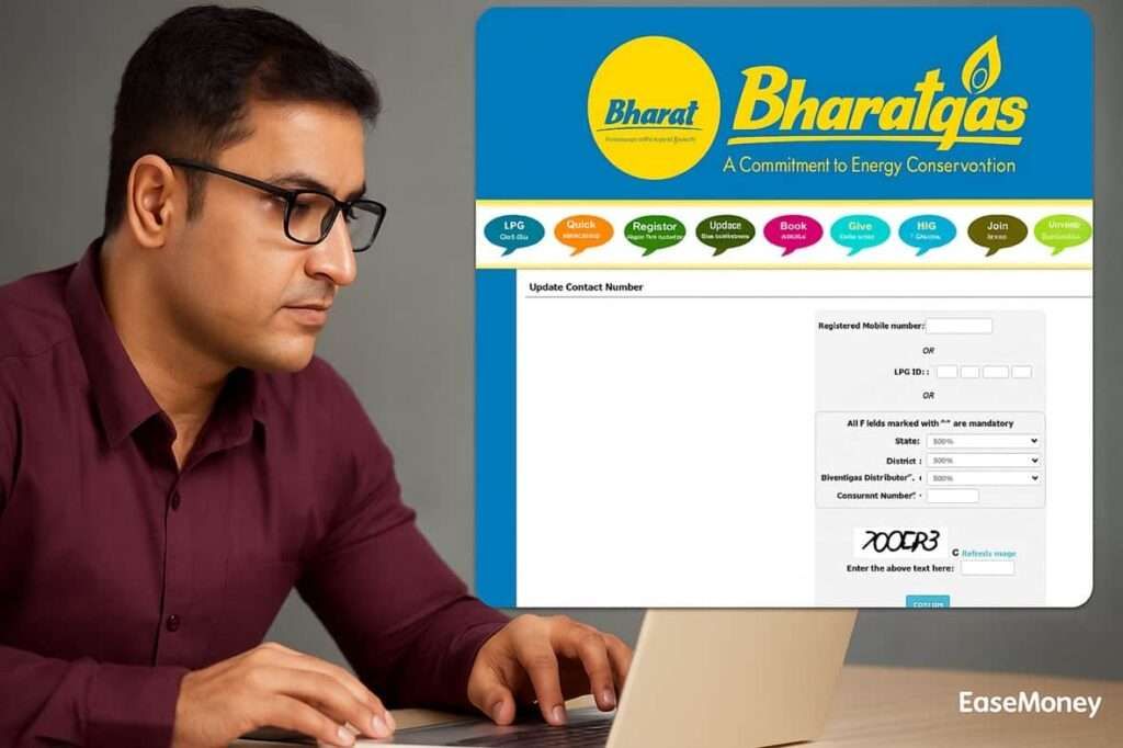 bharatgas update mobile number online