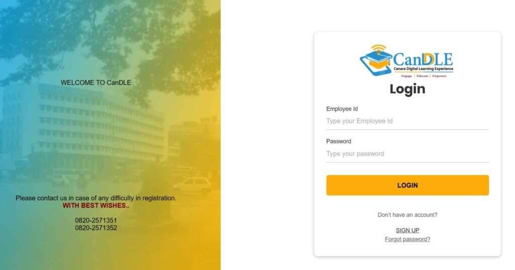 Candle login screenshot