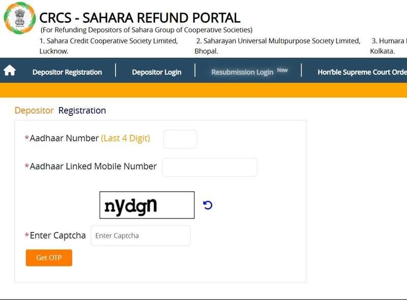 how to register for sahara refund portal