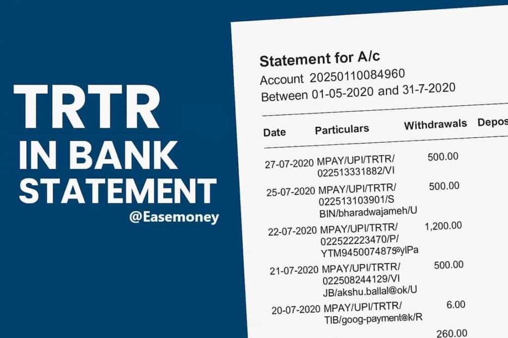TRTR full form in screenshot of statement