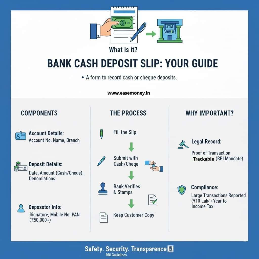 Bank CASH Deposit slip infographic guide