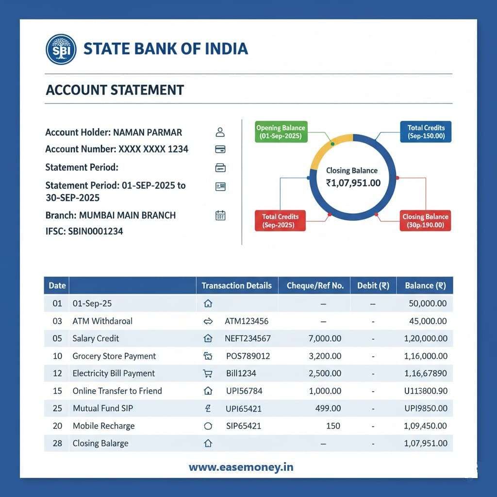 Bank statement example in infographic content