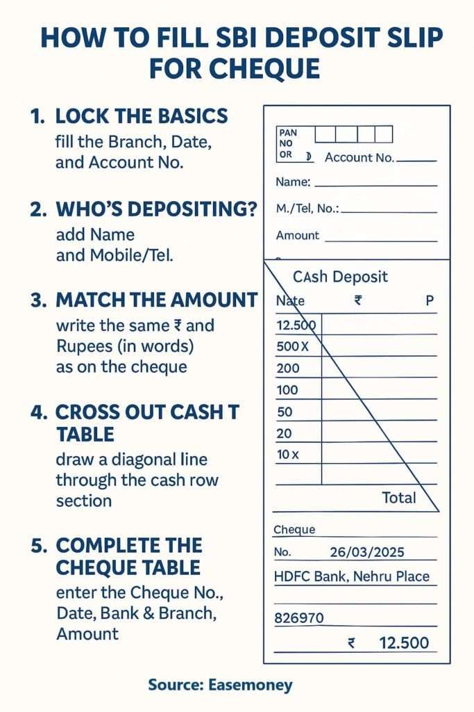 inforgraphic for SBI cheque money deposit