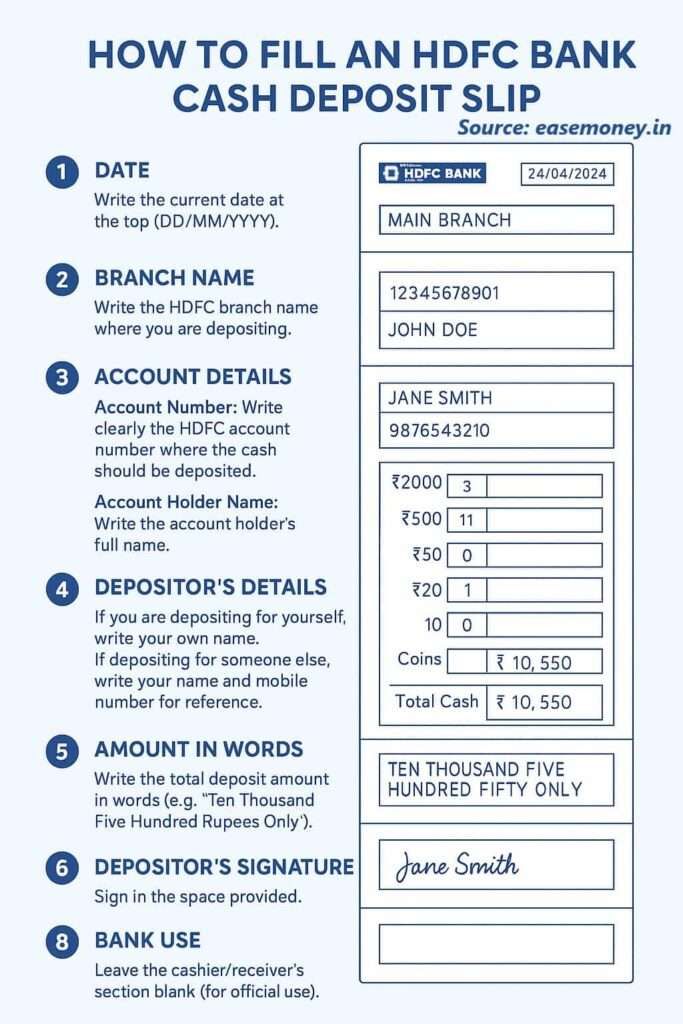 Infographic guide for HDFC deposit slip