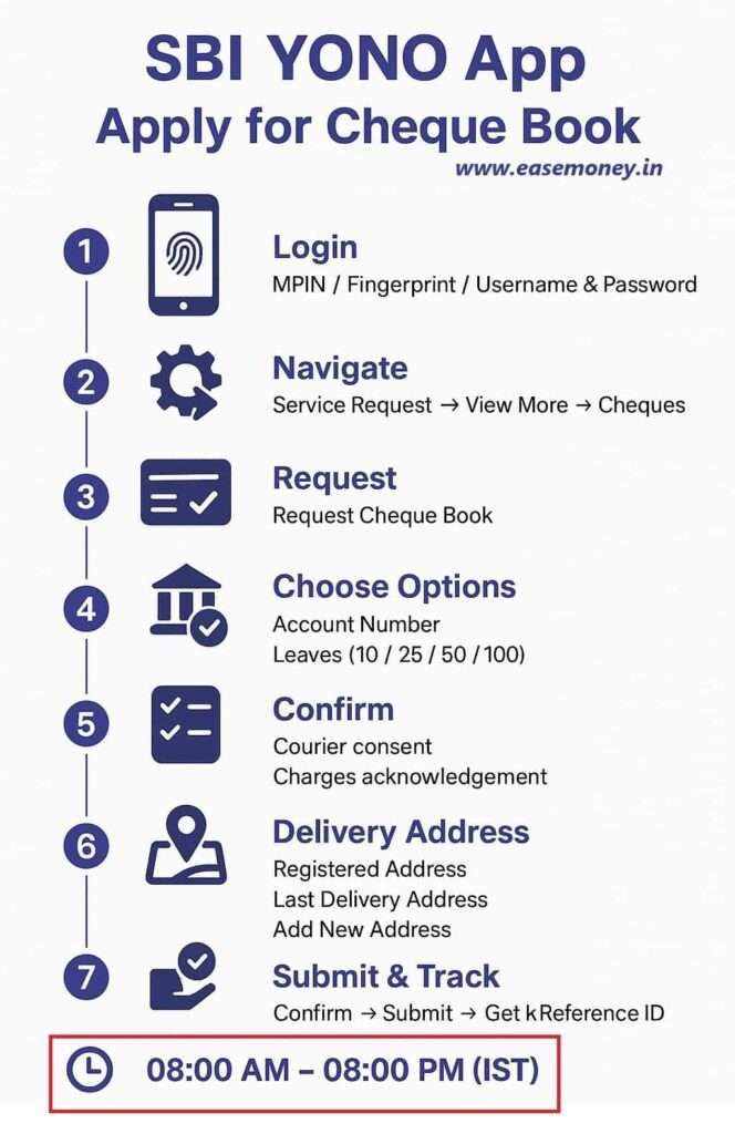 Infographic for how to get SBI cheque book new