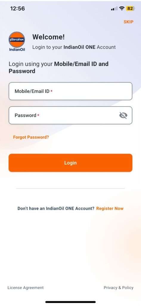 Login Process Indane One App