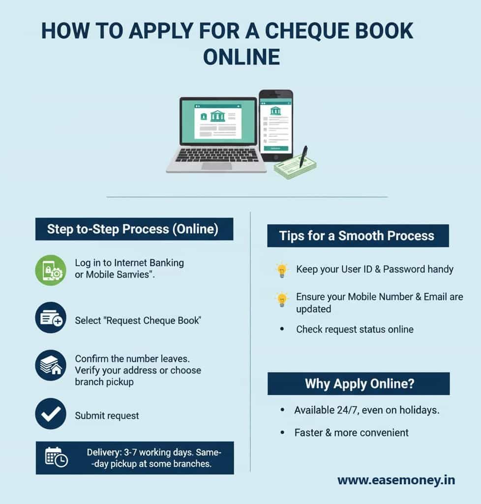 how to apply a cheque book online
