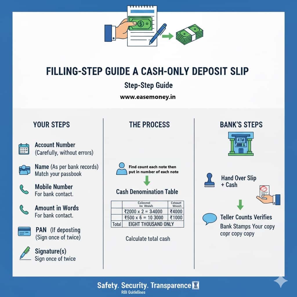 filling guide for cash deposit infographic