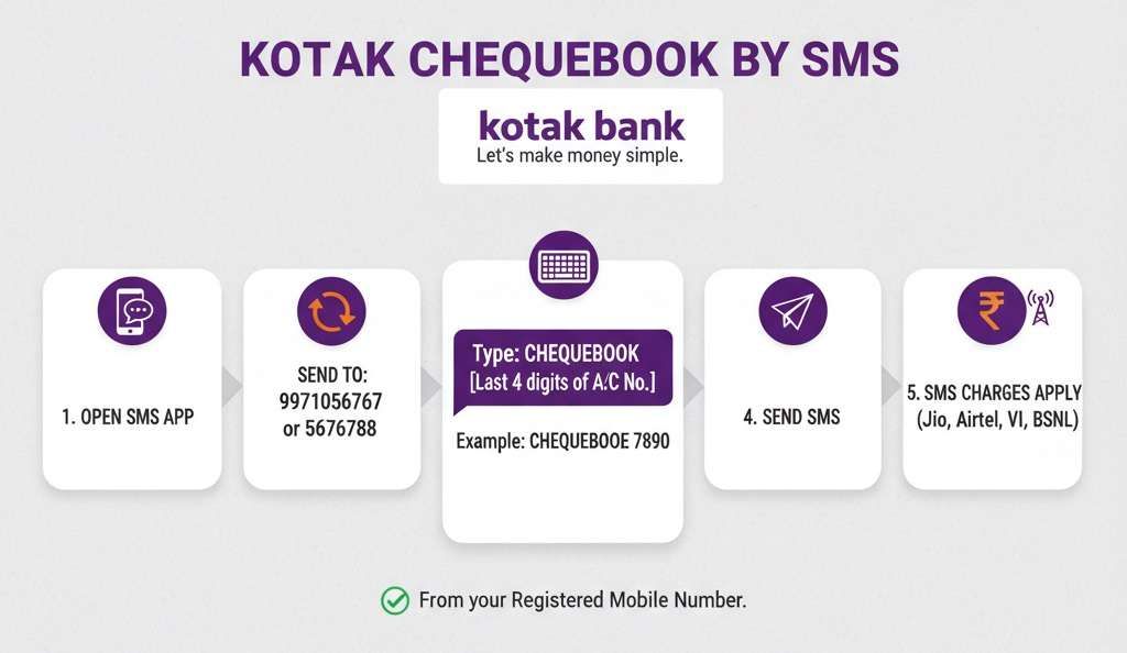 Kotak Cheque book via SMS