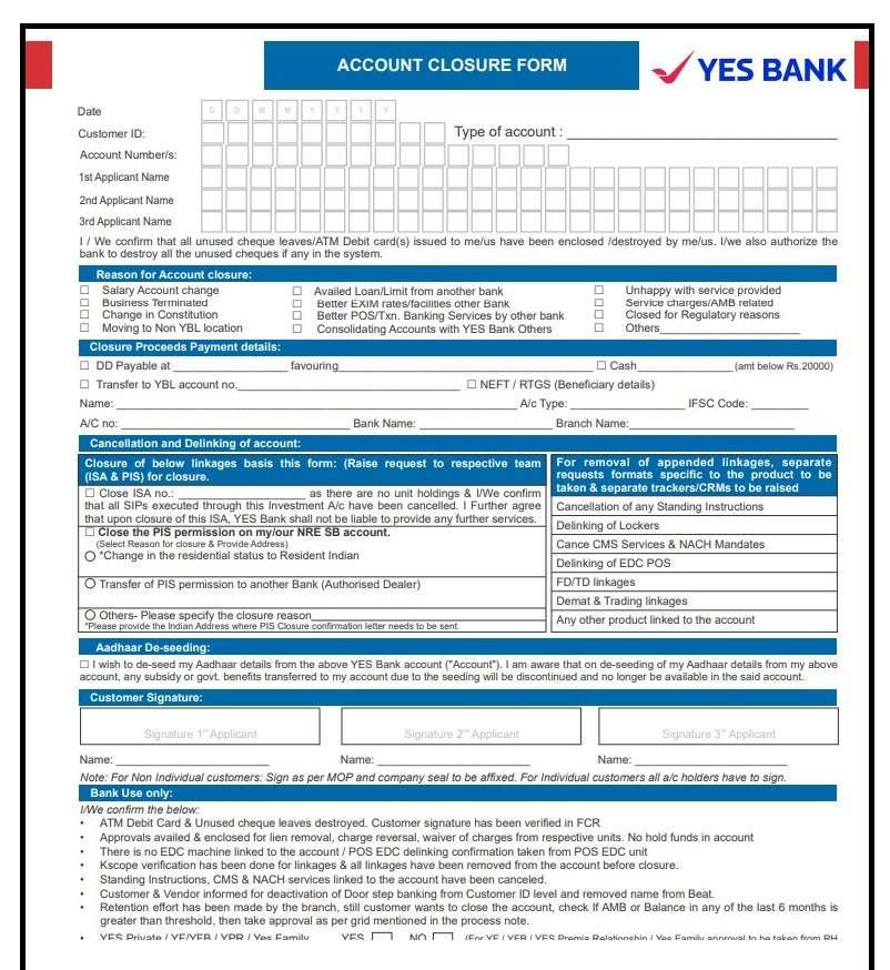 The original Form Paper for account closure