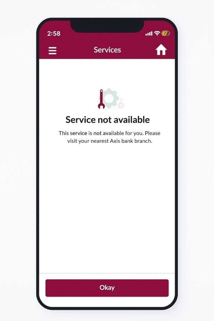 Axis mobile app account closure option