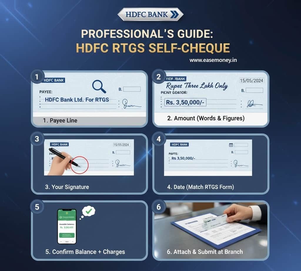 HDFC RTGS Self-cheque infographic