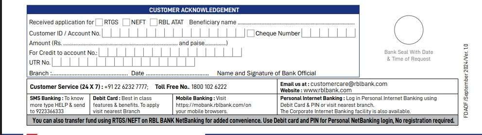 Customer Copy RTGS RBL