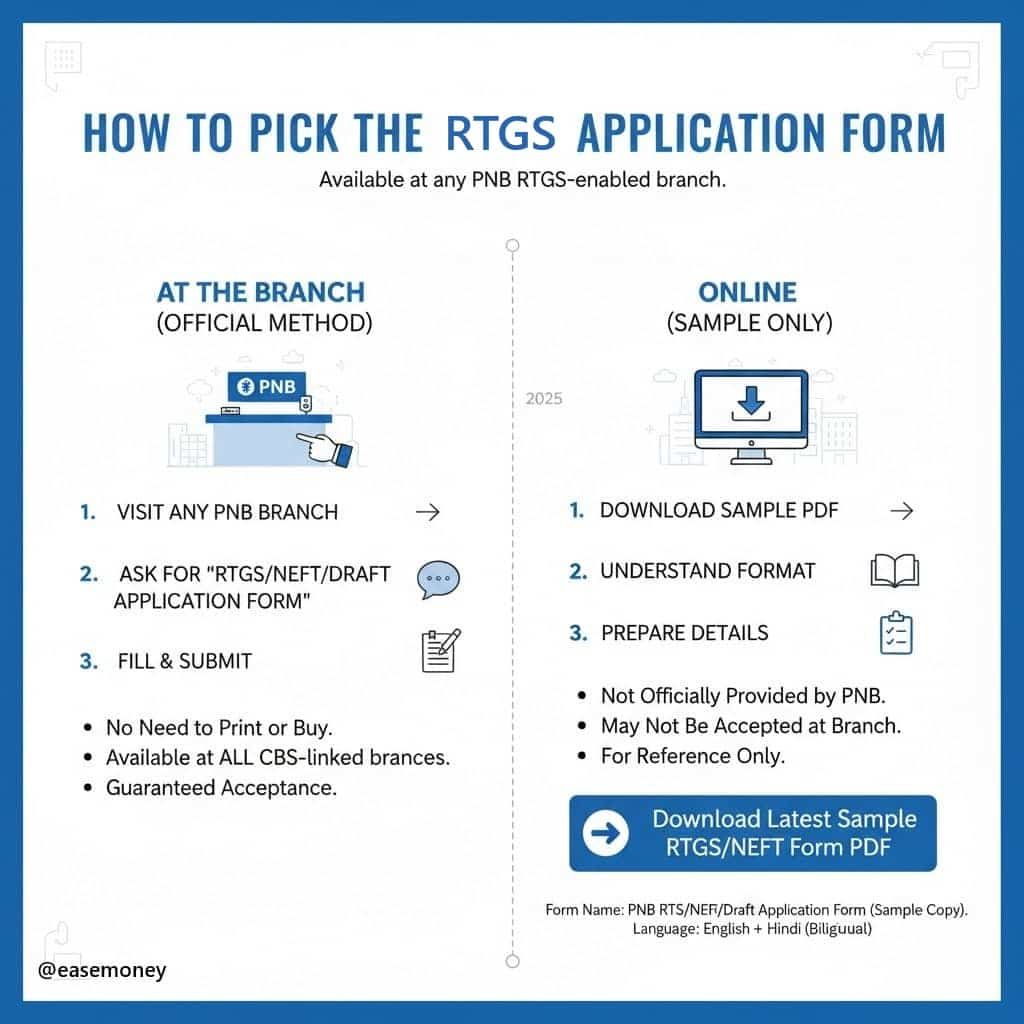 PNB RTGS form download infographic guide