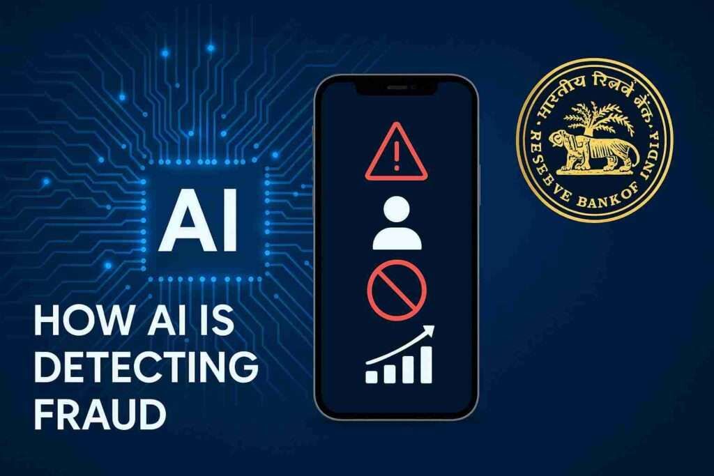 AI detecting fraud with RBI logo on smartphone