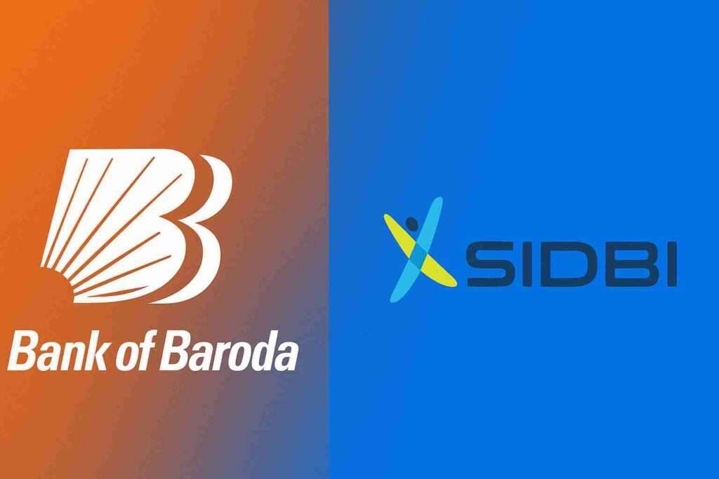 Bank of Baroda and SIDBI logos side by side - partnership