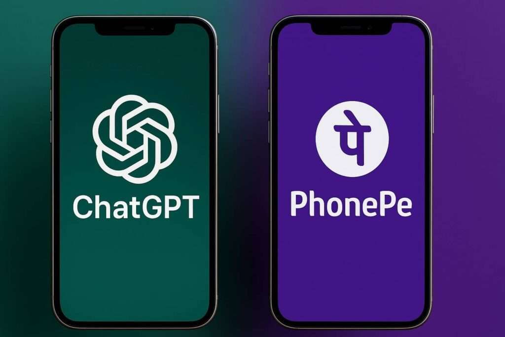 ChatGPT and PhonePe on two phones