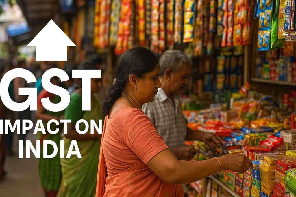 Indian market scene showing GST impact on consumers in 2025