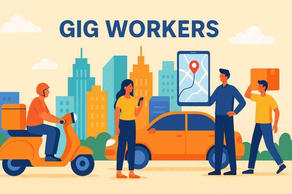 Gig workers illustration India - Government implements four new labor codes including for gig workers