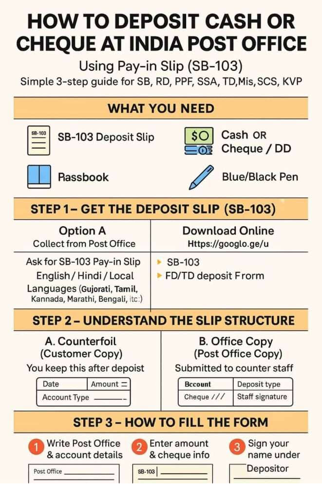India Post office infographic guide sample for fill up and download