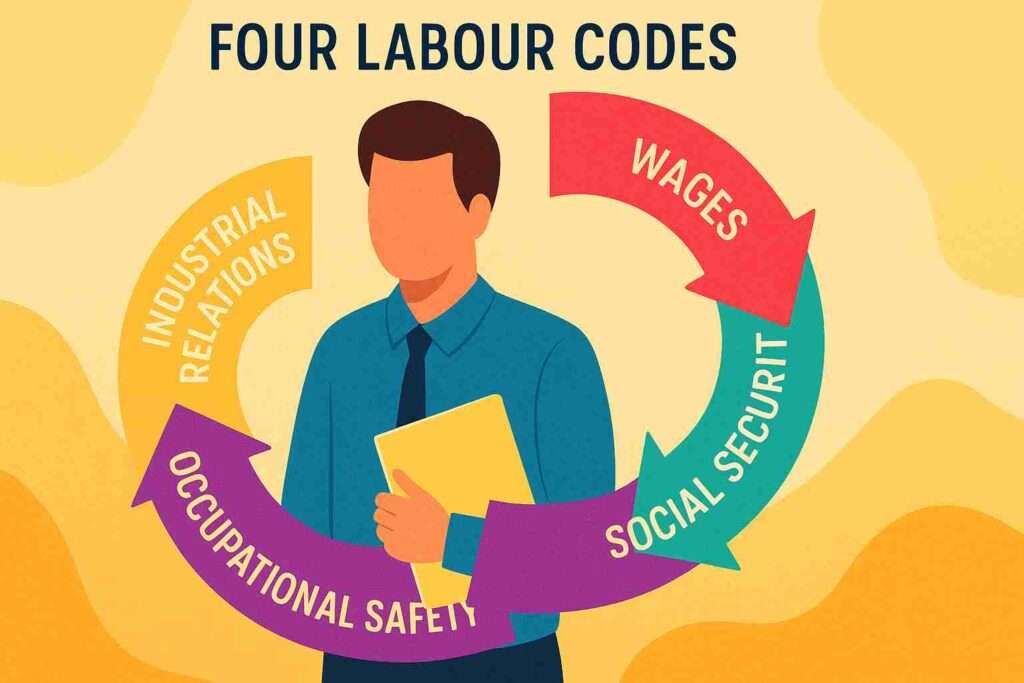 Four Labour Codes India illustration