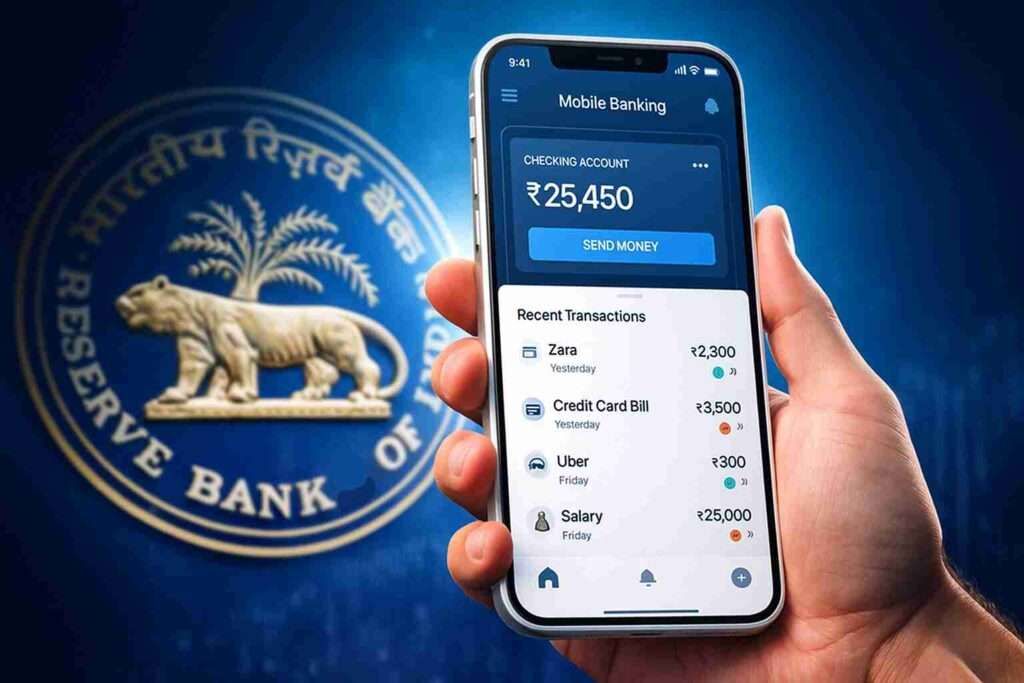 Mobile banking app with RBI theme