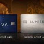 Nova and Lumière metal credit cards displayed in an Indian luxury theme background