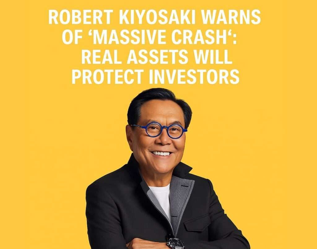 Financial author Robert Kiyosaki issues 2025 crash warning in viral tweet about real assets protecting wealth.