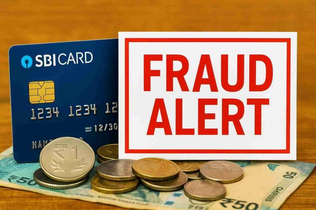 SBI Card fraud alert with credit card and money