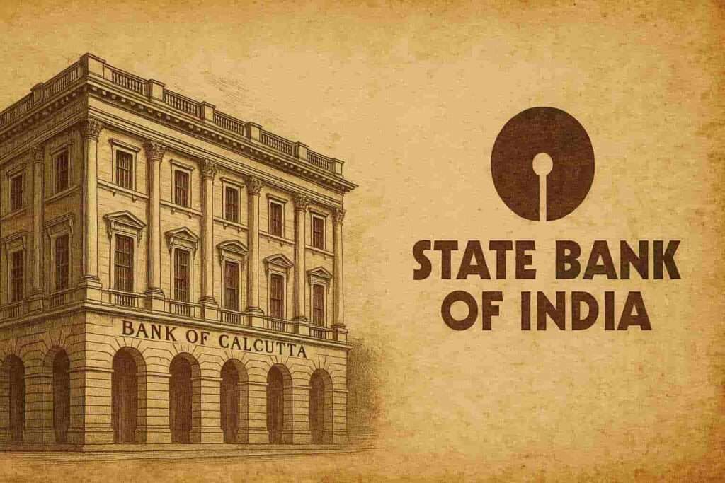 Vintage Bank of Calcutta with SBI logo showing Kolkata trade finance hub