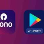 SBI YONO and Play Store update icons on purple background.