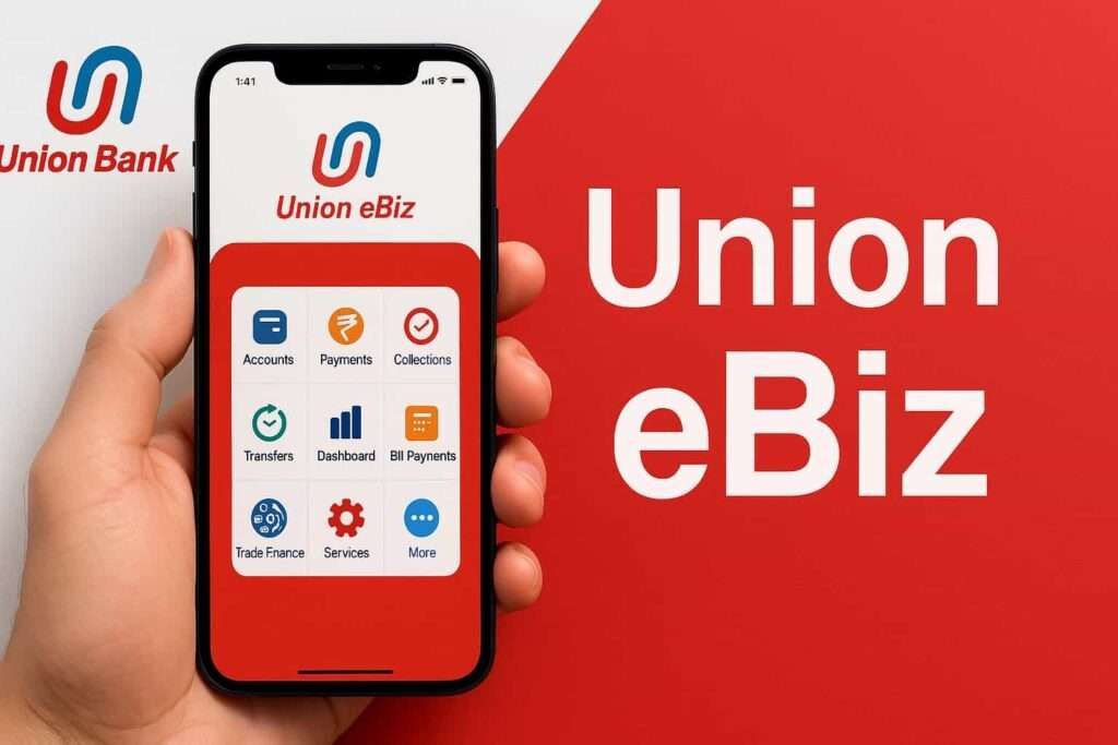 iPhone showing Union Bank eBiz app screen