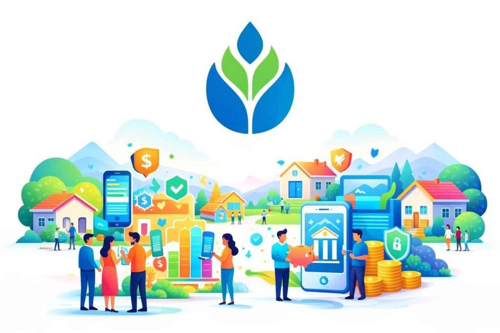 New RRB logo displayed in a rural village setting symbolising banking trust, financial inclusion, and rural growth