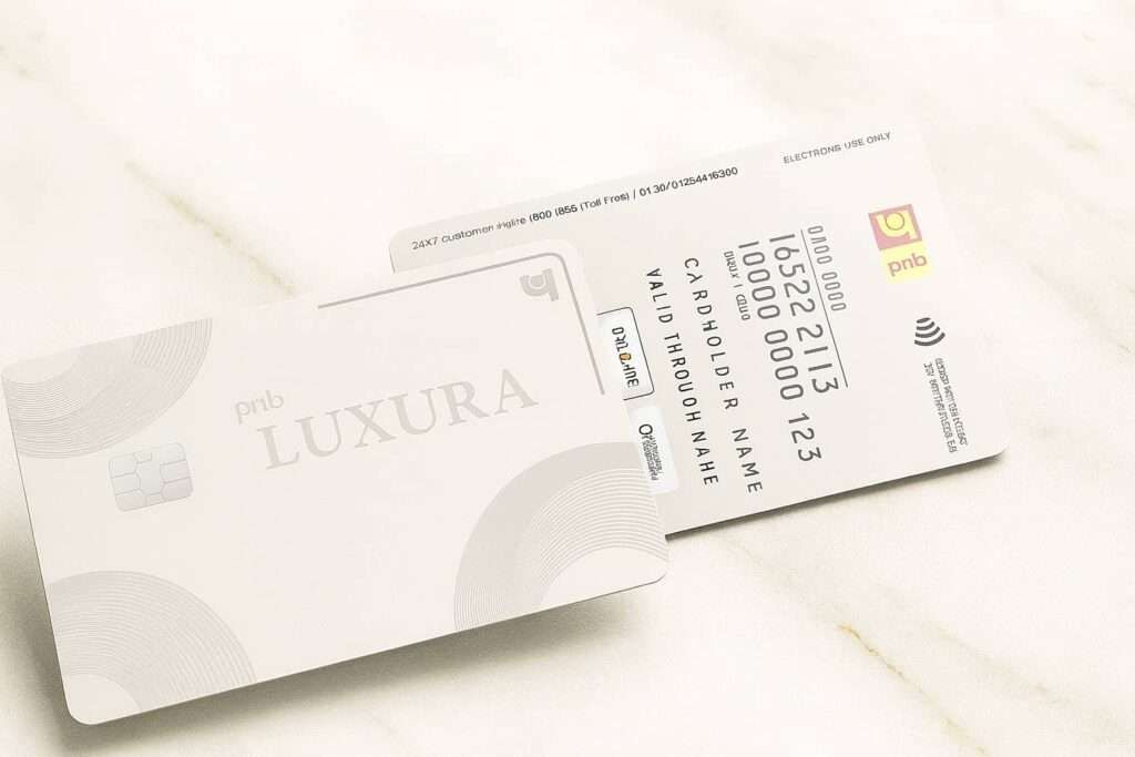PNB LUXURA premium RuPay metal credit card design showing front and back