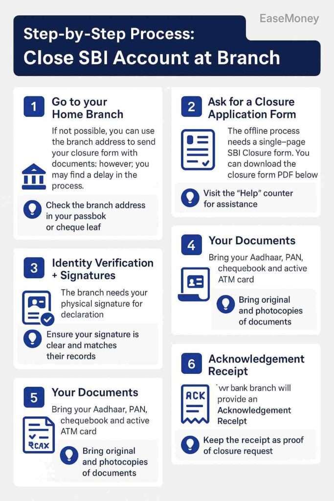 SBI Account closure Infographic guide via branch