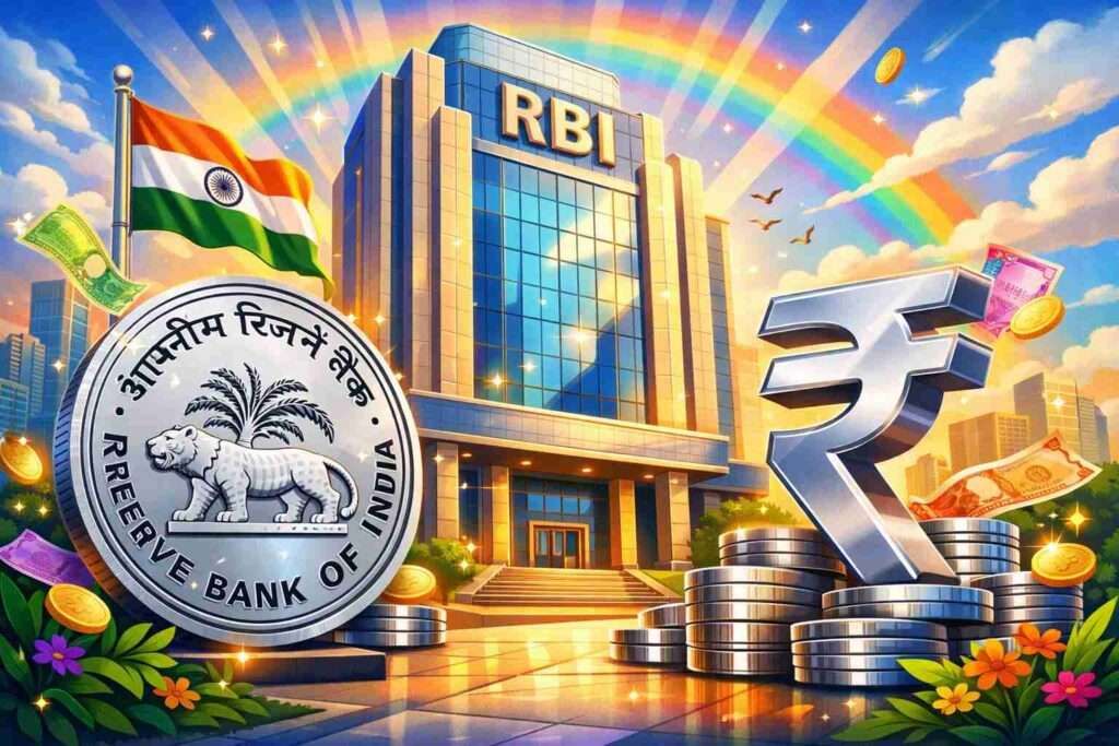 Silver bars in front of RBI building as silver prices surge in India