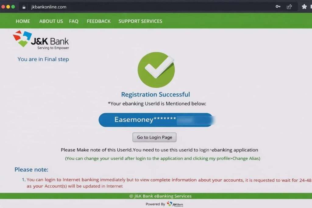 get your j and k bank USER ID Sample