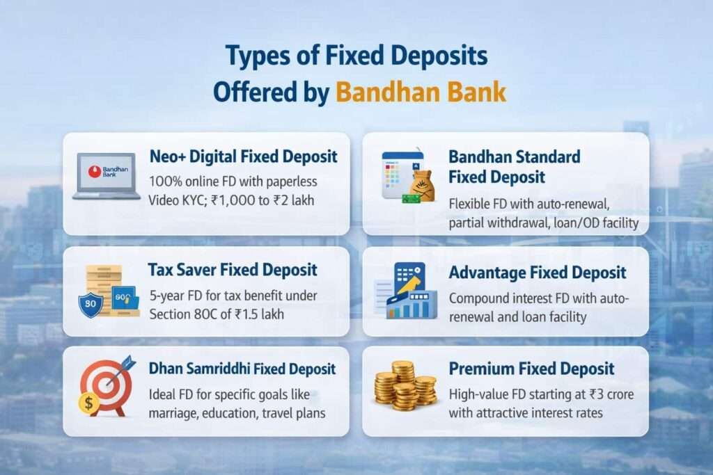 Types of fixed deposits offered by Bandhan Bank