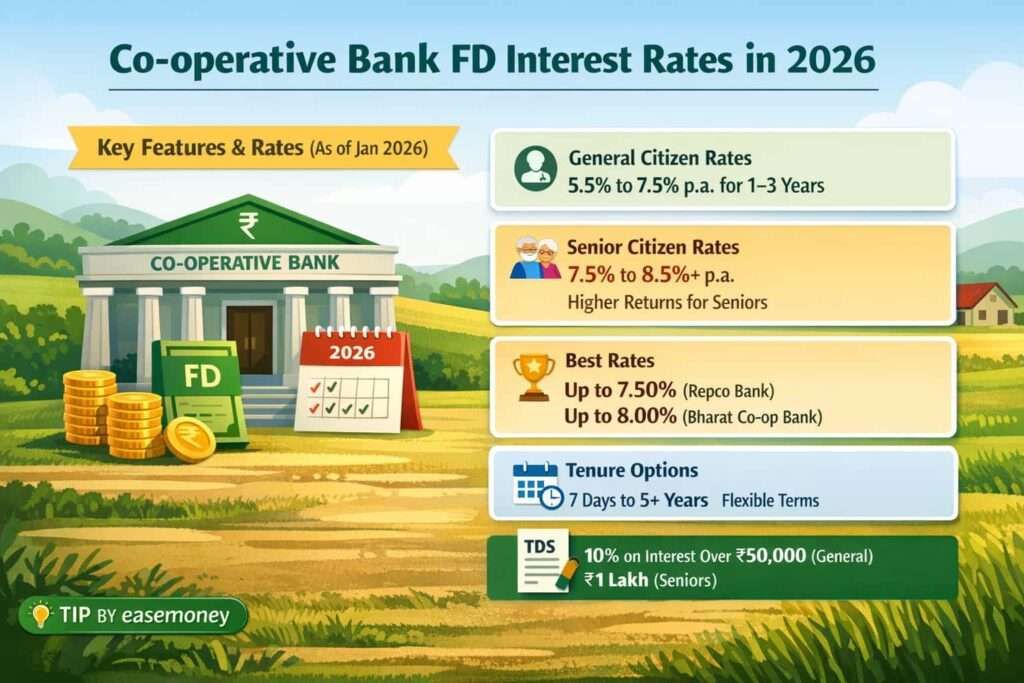Co-operative bank FD interest rates for general and senior citizens