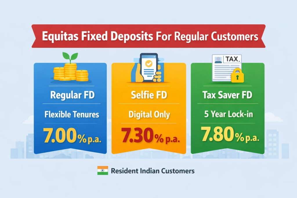 Equitas Bank FD types for resident Indian customers infographic