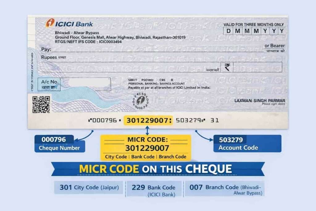 ICICI MICR Code finder infographic image