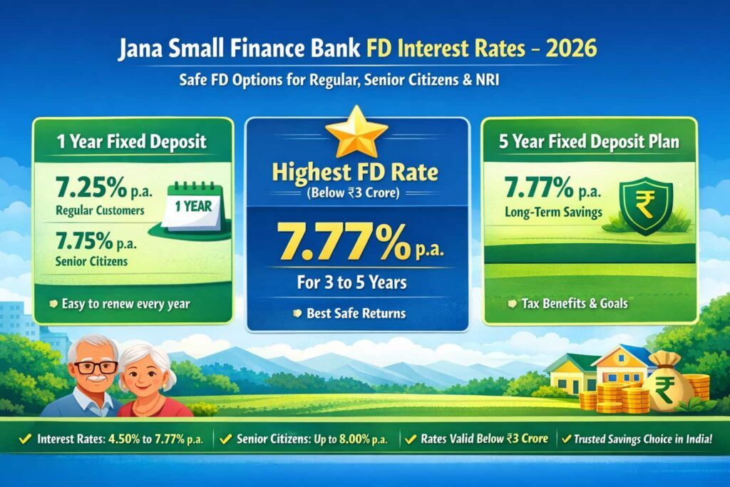 Jana Small Finance Bank fixed deposit interest rates infographic