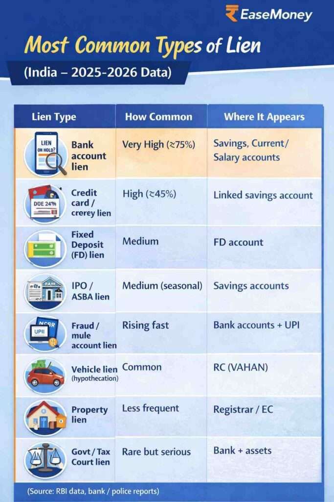 Most common types of lien in India 2025–2026