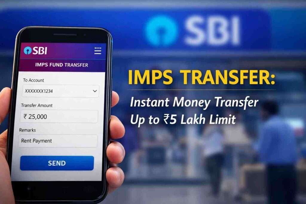 SBI IMPS transfer screen showing charges and comparison with NEFT and RTGS