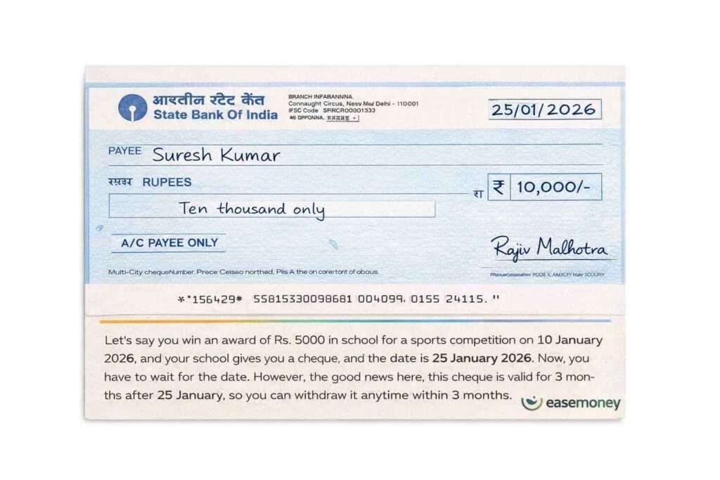 Post-dated cheque with future date WITH IMAGE AND SCREENSHOT